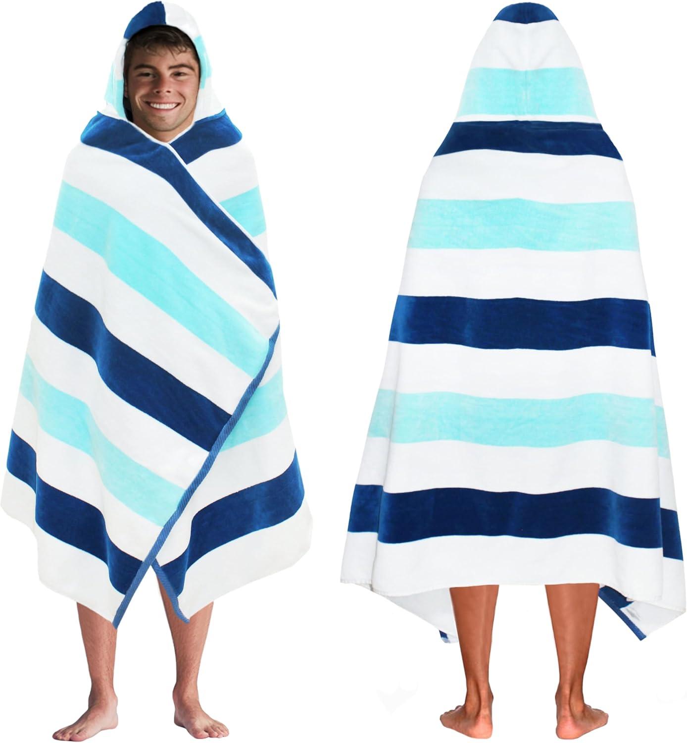 image:imageCOTTON CRAFT Large Beach Towel 4 Pack 100 Cotton Velour Jacquard Pool Picnic Bath Travel Beach Towel Plush Super Soft Absorbent Quick Dry Luxury 450 GSM 32x63 Multi ColorOcean Blue