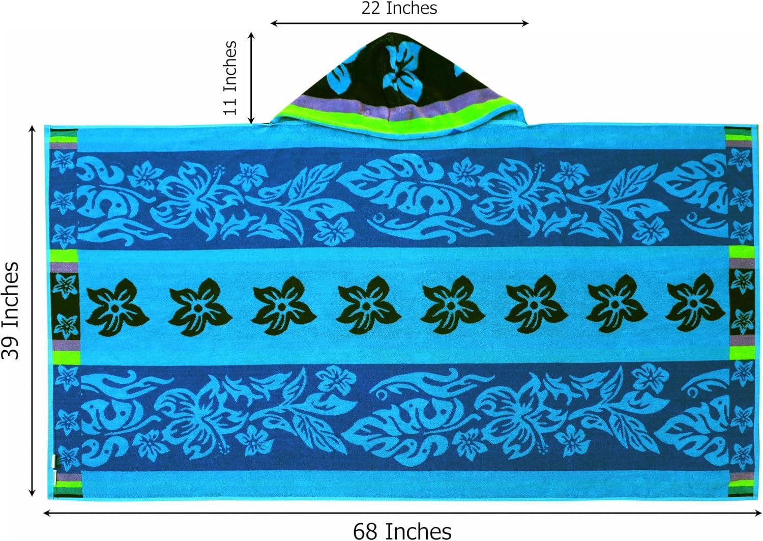 image:imageCOTTON CRAFT Large Beach Towel 4 Pack 100 Cotton Velour Jacquard Pool Picnic Bath Travel Beach Towel Plush Super Soft Absorbent Quick Dry Luxury 450 GSM 32x63 Multi ColorHibiscus Aqua Blue Purple