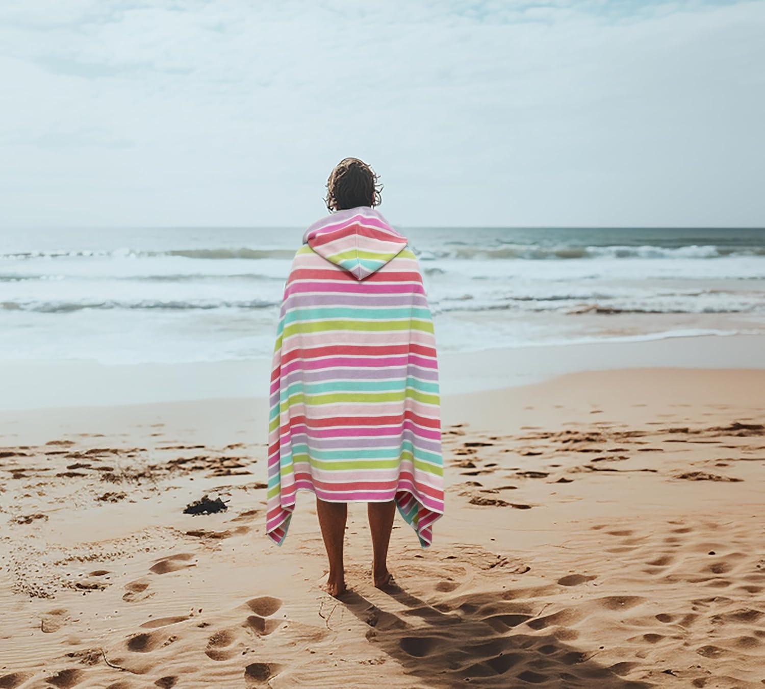 image:imageCOTTON CRAFT Large Beach Towel 4 Pack 100 Cotton Velour Jacquard Pool Picnic Bath Travel Beach Towel Plush Super Soft Absorbent Quick Dry Luxury 450 GSM 32x63 Multi ColorCabana Stripe Pink Multi