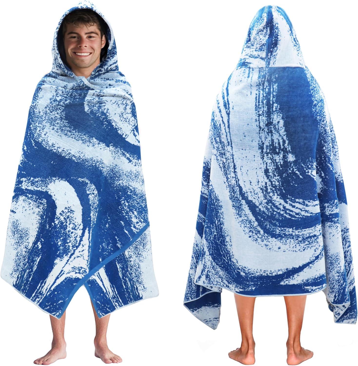 image:imageCOTTON CRAFT Large Beach Towel 4 Pack 100 Cotton Velour Jacquard Pool Picnic Bath Travel Beach Towel Plush Super Soft Absorbent Quick Dry Luxury 450 GSM 32x63 Multi ColorSurf Blue