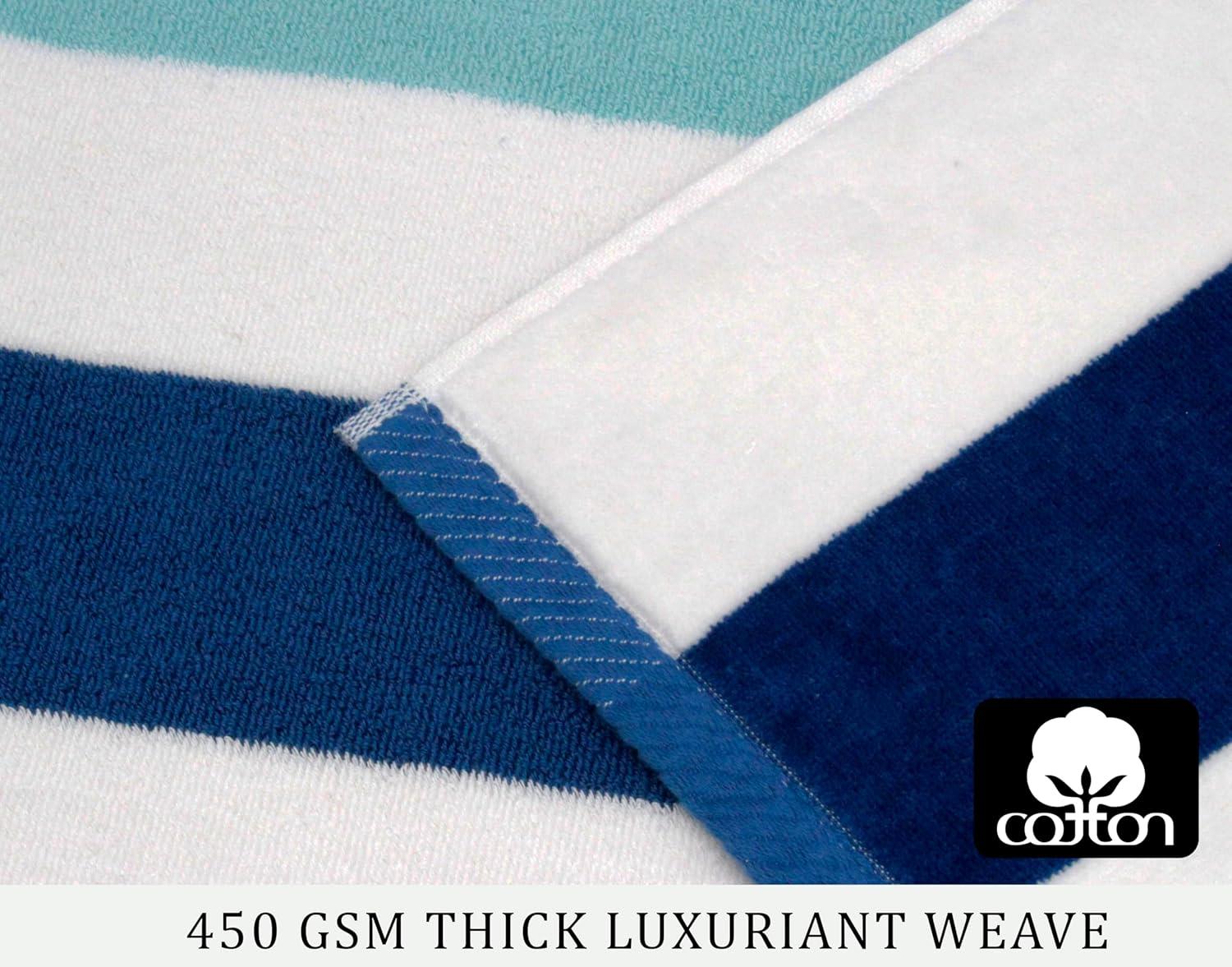 image:imageCOTTON CRAFT Large Beach Towel 4 Pack 100 Cotton Velour Jacquard Pool Picnic Bath Travel Beach Towel Plush Super Soft Absorbent Quick Dry Luxury 450 GSM 32x63 Multi ColorOcean Blue