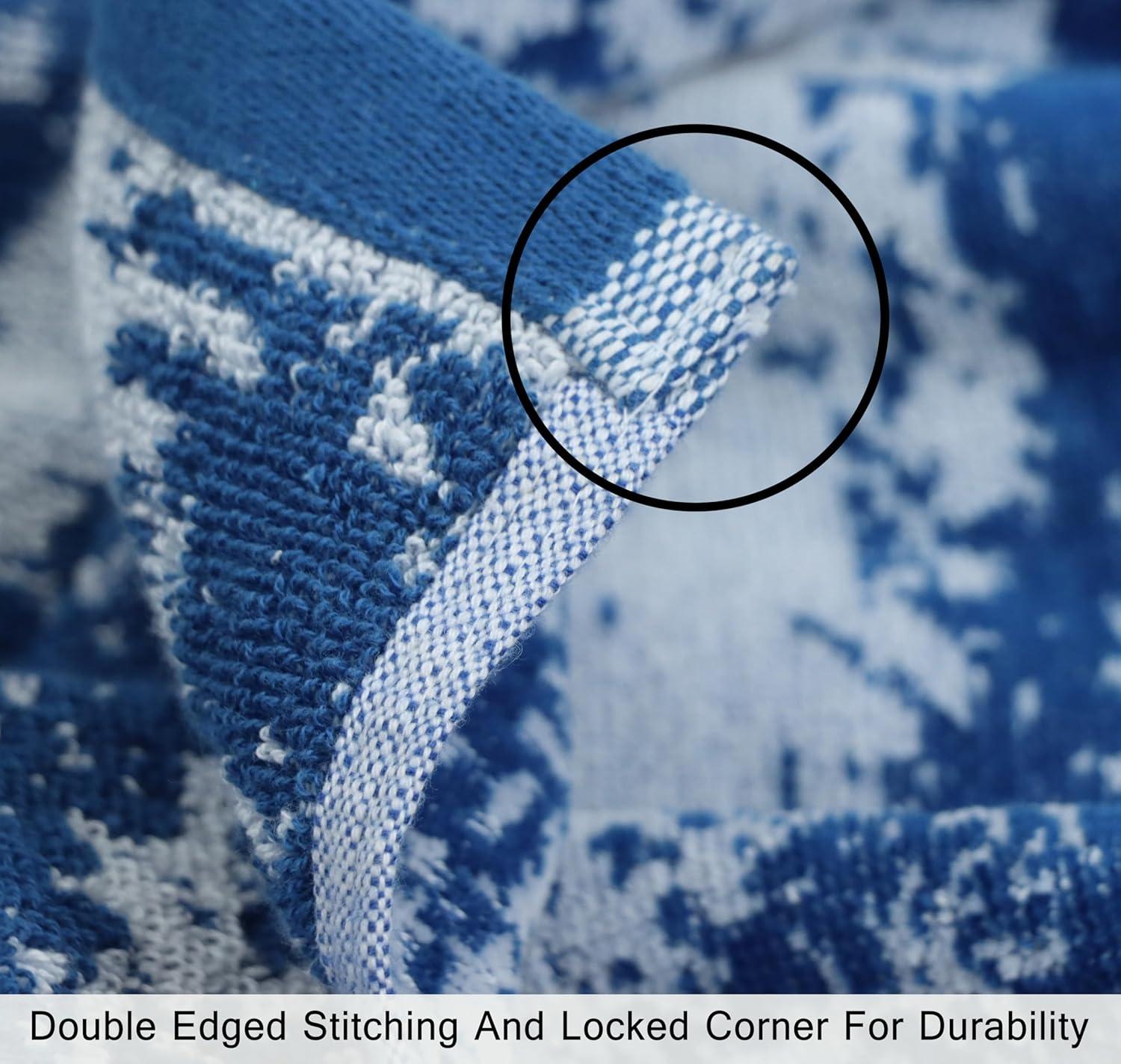 image:imageCOTTON CRAFT Large Beach Towel 4 Pack 100 Cotton Velour Jacquard Pool Picnic Bath Travel Beach Towel Plush Super Soft Absorbent Quick Dry Luxury 450 GSM 32x63 Multi ColorSurf Blue