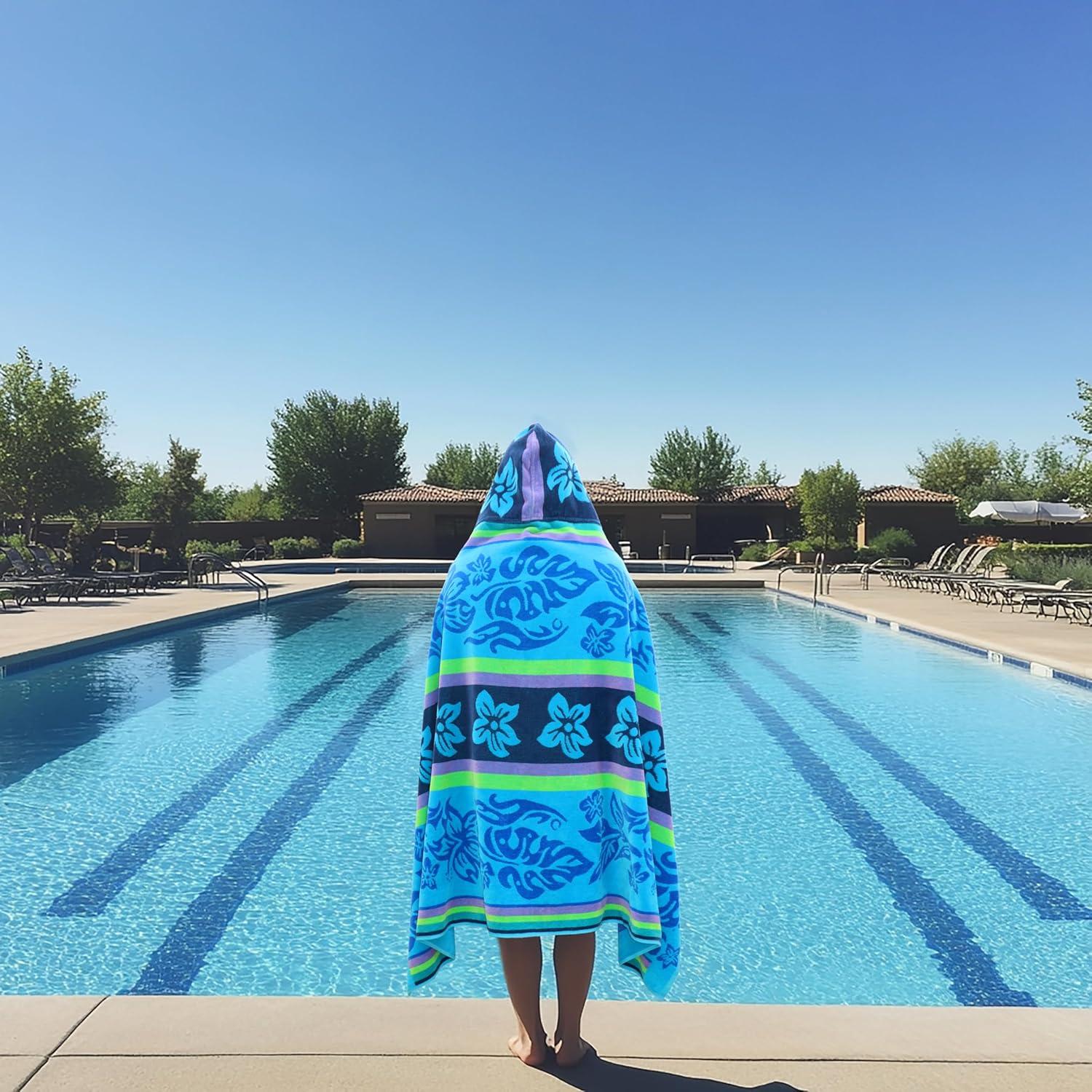 image:imageCOTTON CRAFT Large Beach Towel 4 Pack 100 Cotton Velour Jacquard Pool Picnic Bath Travel Beach Towel Plush Super Soft Absorbent Quick Dry Luxury 450 GSM 32x63 Multi ColorHibiscus Aqua Blue Purple
