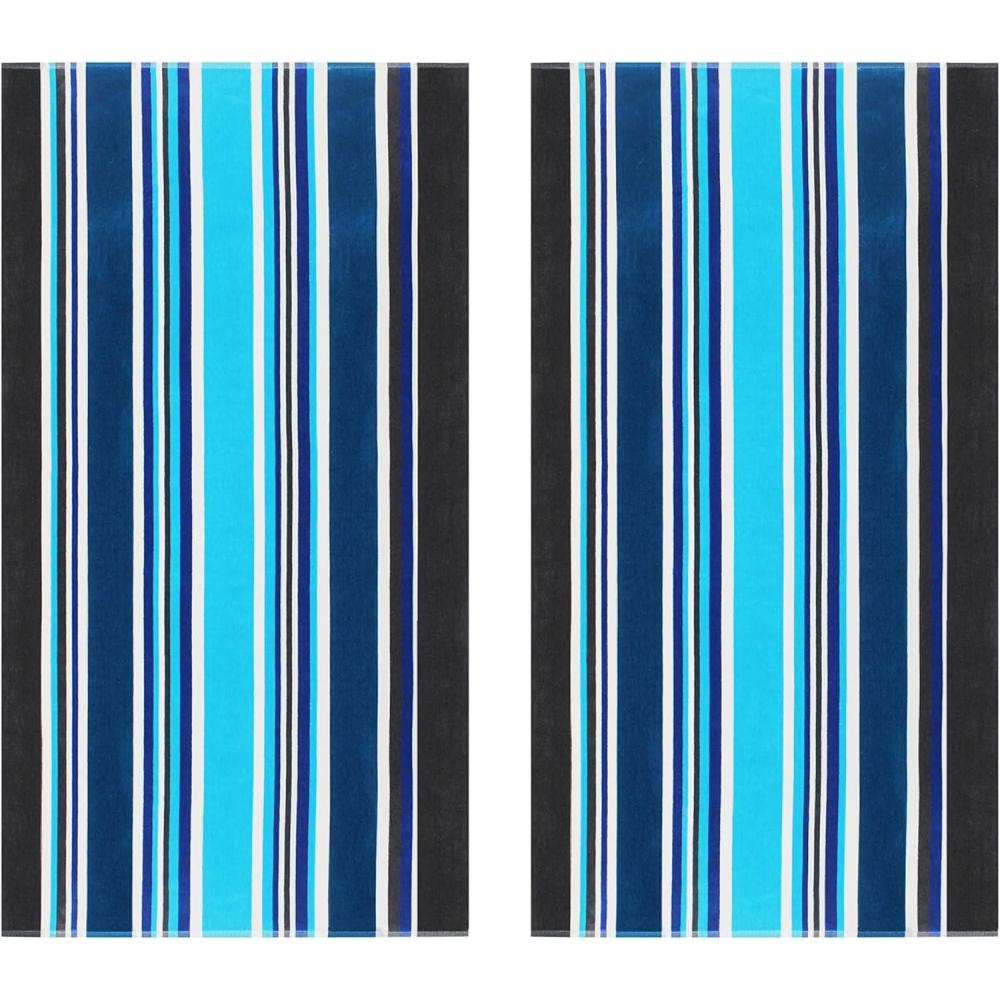 image:imageCOTTON CRAFT Large Beach Towel  4 Pack 100 Cotton Velour Jacquard  Pool Picnic Bath Travel Beach Towel  Plush Super Soft Absorbent Quick Dry Luxury  450 GSM  32x63  Multi ColorCancun Blue Multi