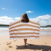 COTTON CRAFT Large Beach Towel – 4 Pack 100% Cotton Velour Jacquard – Pool Picnic Bath Travel Beach Towel – Plush Super Soft Absorbent Quick Dry Luxury – 450 GSM – 32×63 – Multi Color(Cabana Stripe – Linen)