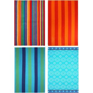 COTTON CRAFT Large Beach Towel – 4 Pack 100% Cotton Velour Jacquard – Pool Picnic Bath Travel Beach Towel – Plush Super Soft Absorbent Quick Dry Luxury – 450 GSM – 32×63 – Multi Color(Multicolor)