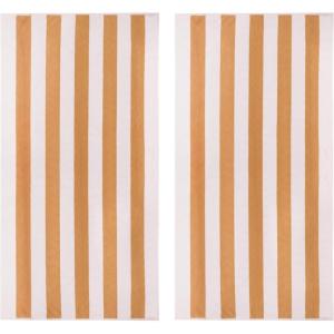 COTTON CRAFT Large Beach Towel – 4 Pack 100% Cotton Velour Jacquard – Pool Picnic Bath Travel Beach Towel – Plush Super Soft Absorbent Quick Dry Luxury – 450 GSM – 32×63 – Multi Color(Cabana Stripe – Linen)