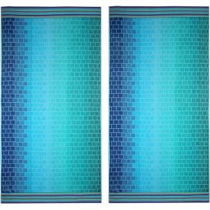 COTTON CRAFT Large Beach Towel – 4 Pack 100% Cotton Velour Jacquard – Pool Picnic Bath Travel Beach Towel – Plush Super Soft Absorbent Quick Dry Luxury – 450 GSM – 32×63 – Multi Color(Blue Tiles)