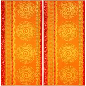 COTTON CRAFT Large Beach Towel – 4 Pack 100% Cotton Velour Jacquard – Pool Picnic Bath Travel Beach Towel – Plush Super Soft Absorbent Quick Dry Luxury – 450 GSM – 32×63 – Multi Color(Sunshine Orange Yellow)