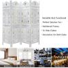 Room Divider Wood Screen – Chitra Antique Pewter – 4 Panel Folding 72 x 80 – Hand Carved Decorative Functional Versatile Portable Partition Reversible Freestanding Small Spaces – COTTON CRAFT(Ghanti Bells – Antique White)