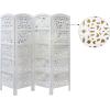 Room Divider Wood Screen – Chitra Antique Pewter – 4 Panel Folding 72 x 80 – Hand Carved Decorative Functional Versatile Portable Partition Reversible Freestanding Small Spaces – COTTON CRAFT(Rajasthan – Antique White)