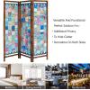 Room Divider Wood Screen – Chitra Antique Pewter – 4 Panel Folding 72 x 80 – Hand Carved Decorative Functional Versatile Portable Partition Reversible Freestanding Small Spaces – COTTON CRAFT(Sari – Teal Multi)