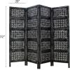 Room Divider Wood Screen – Chitra Antique Pewter – 4 Panel Folding 72 x 80 – Hand Carved Decorative Functional Versatile Portable Partition Reversible Freestanding Small Spaces – COTTON CRAFT(Chitra – Antique Pewter)