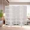 Room Divider Wood Screen – Chitra Antique Pewter – 4 Panel Folding 72 x 80 – Hand Carved Decorative Functional Versatile Portable Partition Reversible Freestanding Small Spaces – COTTON CRAFT(Chitra – White Wash)