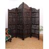 Room Divider Wood Screen – Chitra Antique Pewter – 4 Panel Folding 72 x 80 – Hand Carved Decorative Functional Versatile Portable Partition Reversible Freestanding Small Spaces – COTTON CRAFT(Mahanadi – Antique Brown)