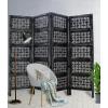 Room Divider Wood Screen – Chitra Antique Pewter – 4 Panel Folding 72 x 80 – Hand Carved Decorative Functional Versatile Portable Partition Reversible Freestanding Small Spaces – COTTON CRAFT(Chitra – Antique Pewter)