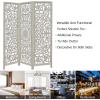 Room Divider Wood Screen – Chitra Antique Pewter – 4 Panel Folding 72 x 80 – Hand Carved Decorative Functional Versatile Portable Partition Reversible Freestanding Small Spaces – COTTON CRAFT(Suzani – White Wash)