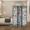 Room Divider Wood Screen – Chitra Antique Pewter – 4 Panel Folding 72 x 80 – Hand Carved Decorative Functional Versatile Portable Partition Reversible Freestanding Small Spaces – COTTON CRAFT(Sari – Teal Multi)