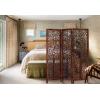 Room Divider Wood Screen – Chitra Antique Pewter – 4 Panel Folding 72 x 80 – Hand Carved Decorative Functional Versatile Portable Partition Reversible Freestanding Small Spaces – COTTON CRAFT(Arbor Tree – Antique Brown)