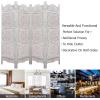 Room Divider Wood Screen – Chitra Antique Pewter – 4 Panel Folding 72 x 80 – Hand Carved Decorative Functional Versatile Portable Partition Reversible Freestanding Small Spaces – COTTON CRAFT(Medallion – White Wash)