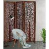 Room Divider Wood Screen – Chitra Antique Pewter – 4 Panel Folding 72 x 80 – Hand Carved Decorative Functional Versatile Portable Partition Reversible Freestanding Small Spaces – COTTON CRAFT(Arbor Tree – Antique Brown)