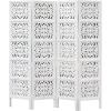 Room Divider Wood Screen – Chitra Antique Pewter – 4 Panel Folding 72 x 80 – Hand Carved Decorative Functional Versatile Portable Partition Reversible Freestanding Small Spaces – COTTON CRAFT(Rania – Antique White)