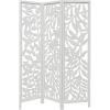 Room Divider Wood Screen – Chitra Antique Pewter – 4 Panel Folding 72 x 80 – Hand Carved Decorative Functional Versatile Portable Partition Reversible Freestanding Small Spaces – COTTON CRAFT(Tropical Flora – Antique White)