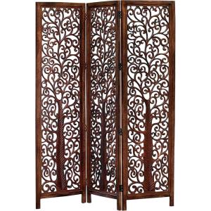 Room Divider Wood Screen – Chitra Antique Pewter – 4 Panel Folding 72 x 80 – Hand Carved Decorative Functional Versatile Portable Partition Reversible Freestanding Small Spaces – COTTON CRAFT(Arbor Tree – Antique Brown)