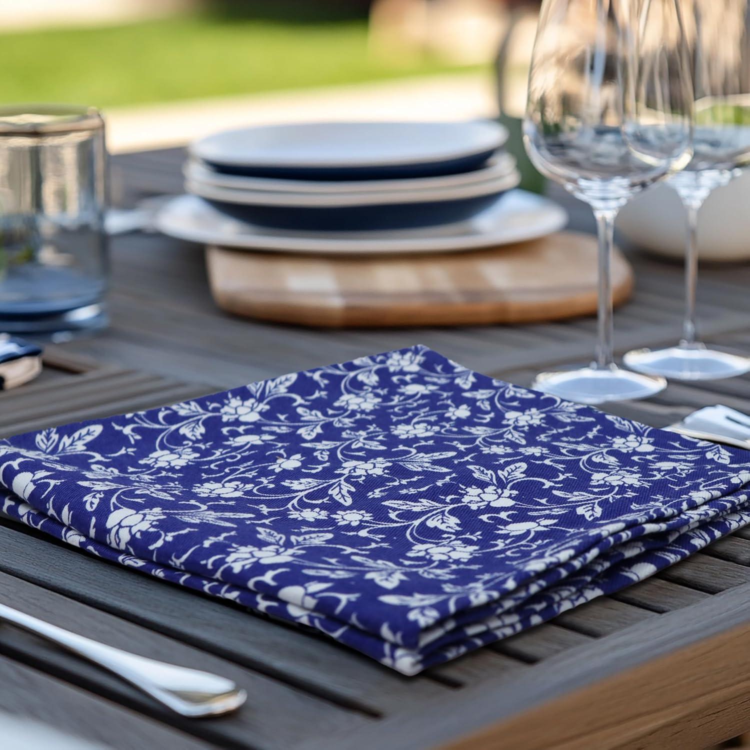 image:imageCOTTON CRAFT Cloth Napkins Set of 12100 Cotton Reusable Country French Toile Dinner Napkin Everyday Spring Summer Fall Christmas Holiday Party Gift Soft Absorbent Serviette 18x18 BlueBlue White