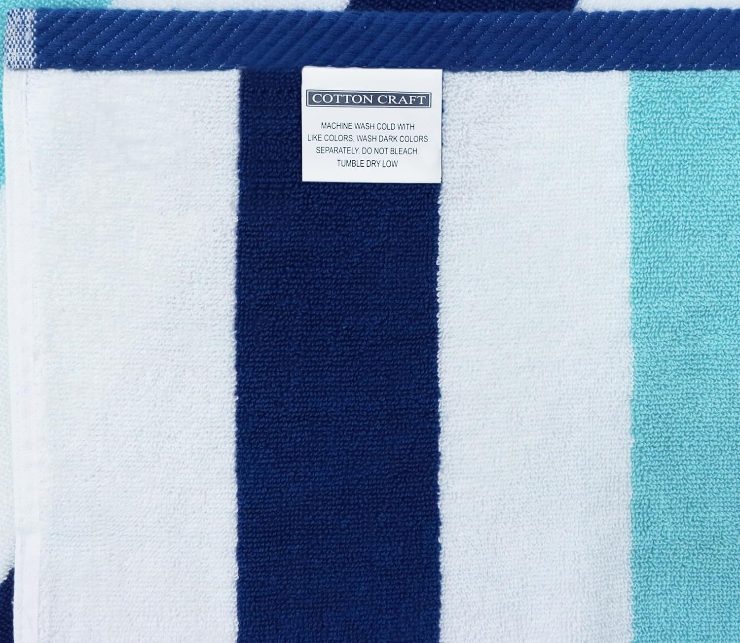 image:imageCOTTON CRAFT Oversized Beach Towel 2 Pack 35 x 70 inches XL Beach Towel 100 Cotton Velour Big amp Huge Thick Plush 450 GSM Super Soft Luxury Towel Pool Picnic Bath Cabana Stripe NavyOcean Blue