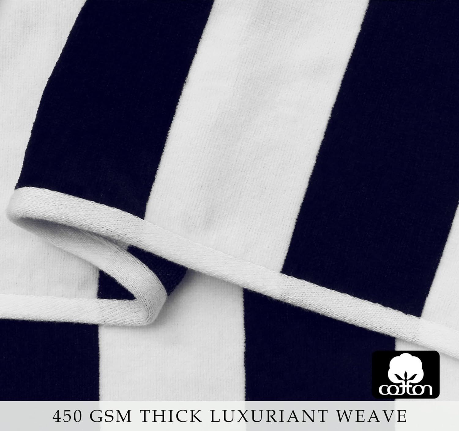 image:imageCOTTON CRAFT Oversized Beach Towel 2 Pack 35 x 70 inches XL Beach Towel 100 Cotton Velour Big amp Huge Thick Plush 450 GSM Super Soft Luxury Towel Pool Picnic Bath Cabana Stripe NavyNavy White