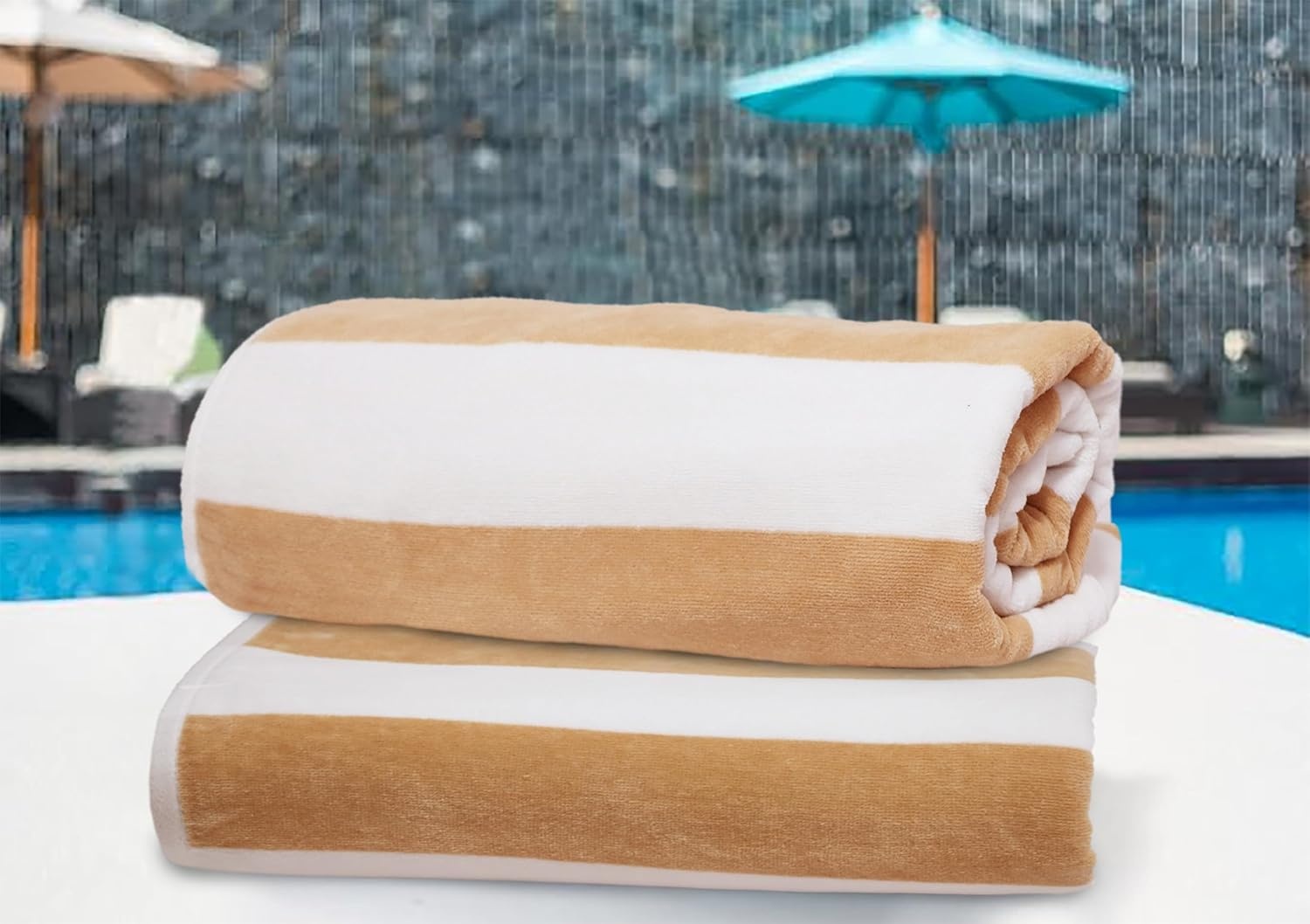 image:imageCOTTON CRAFT Oversized Beach Towel 2 Pack 35 x 70 inches XL Beach Towel 100 Cotton Velour Big amp Huge Thick Plush 450 GSM Super Soft Luxury Towel Pool Picnic Bath Cabana Stripe NavyLinen White