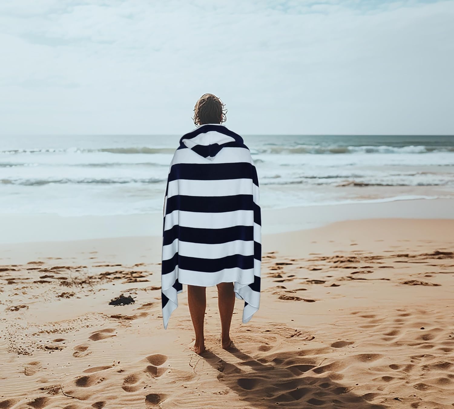 image:imageCOTTON CRAFT Oversized Beach Towel 2 Pack 35 x 70 inches XL Beach Towel 100 Cotton Velour Big amp Huge Thick Plush 450 GSM Super Soft Luxury Towel Pool Picnic Bath Cabana Stripe NavyNavy White