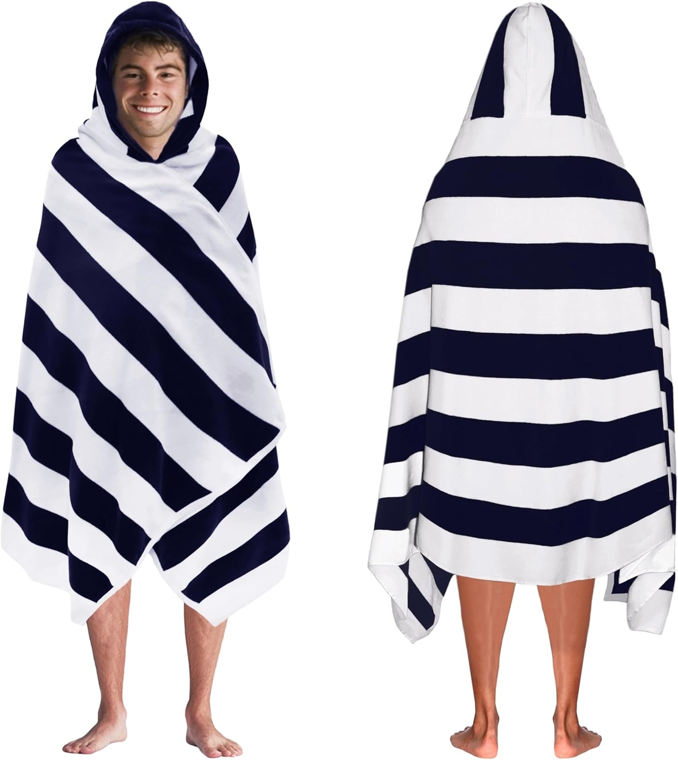 image:imageCOTTON CRAFT Oversized Beach Towel 2 Pack 35 x 70 inches XL Beach Towel 100 Cotton Velour Big amp Huge Thick Plush 450 GSM Super Soft Luxury Towel Pool Picnic Bath Cabana Stripe NavyNavy White