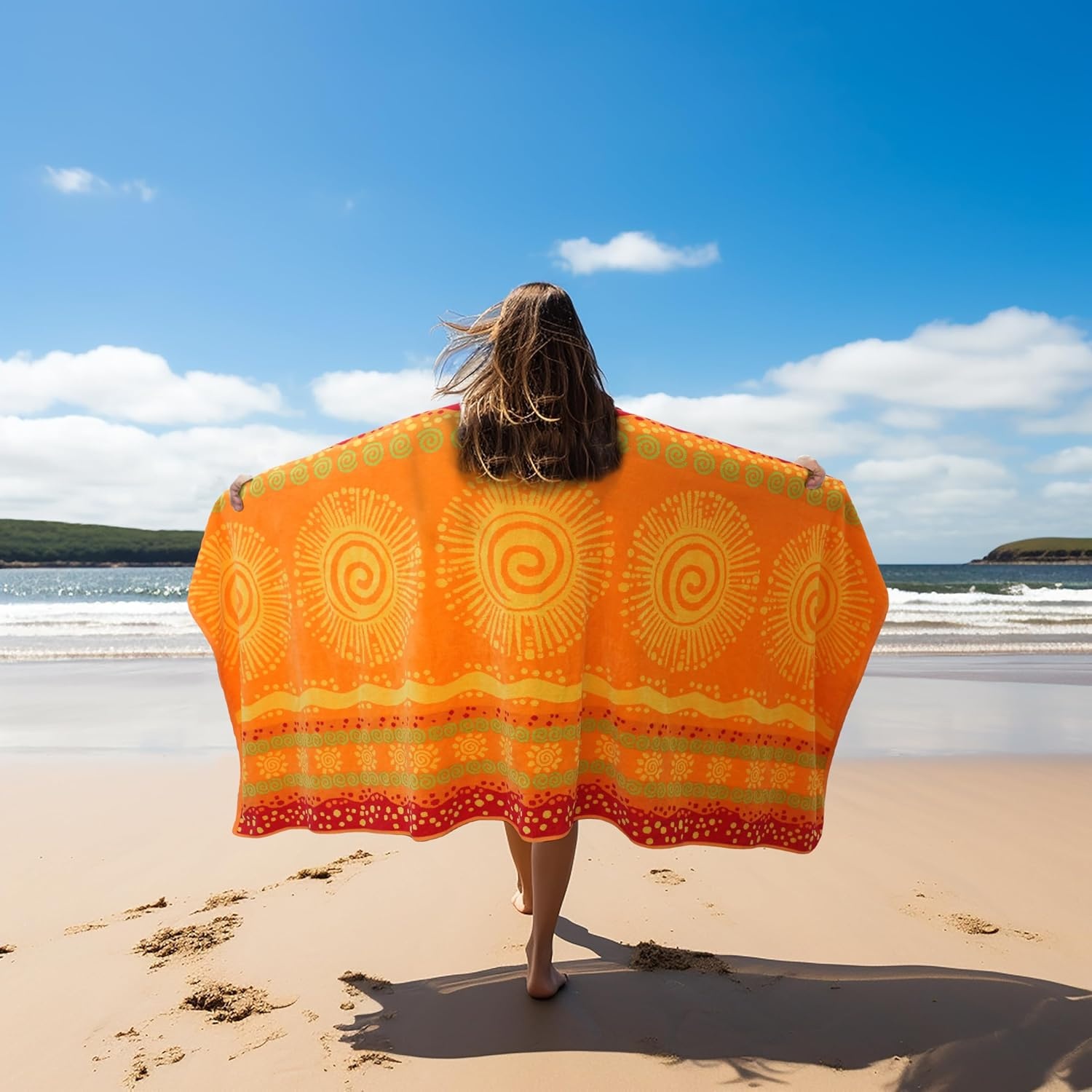 image:imageCOTTON CRAFT Oversized Beach Towel 2 Pack 35 x 70 inches XL Beach Towel 100 Cotton Velour Big amp Huge Thick Plush 450 GSM Super Soft Luxury Towel Pool Picnic Bath Cabana Stripe NavySunshine Orange Yellow