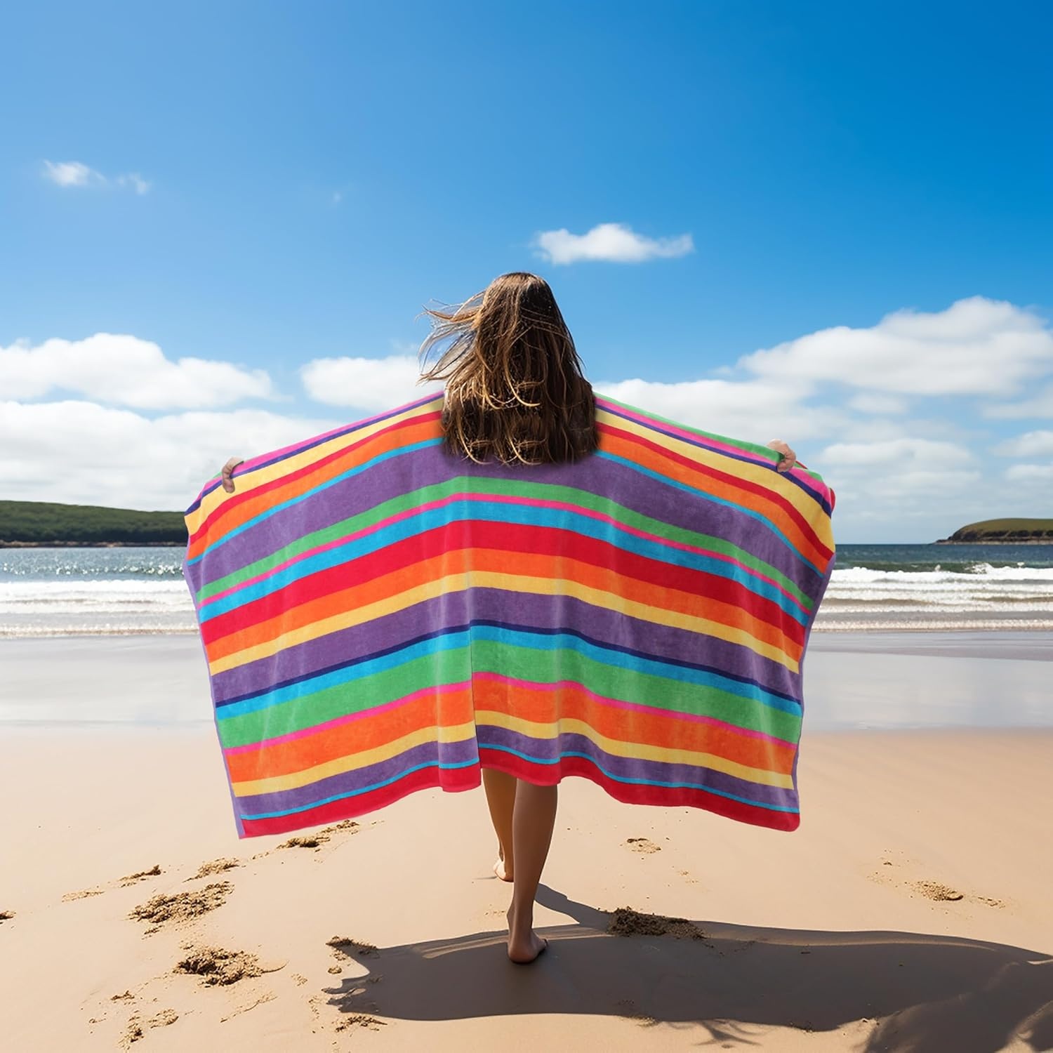 image:imageCOTTON CRAFT Oversized Beach Towel 2 Pack 35 x 70 inches XL Beach Towel 100 Cotton Velour Big amp Huge Thick Plush 450 GSM Super Soft Luxury Towel Pool Picnic Bath Cabana Stripe NavySummer of Siam