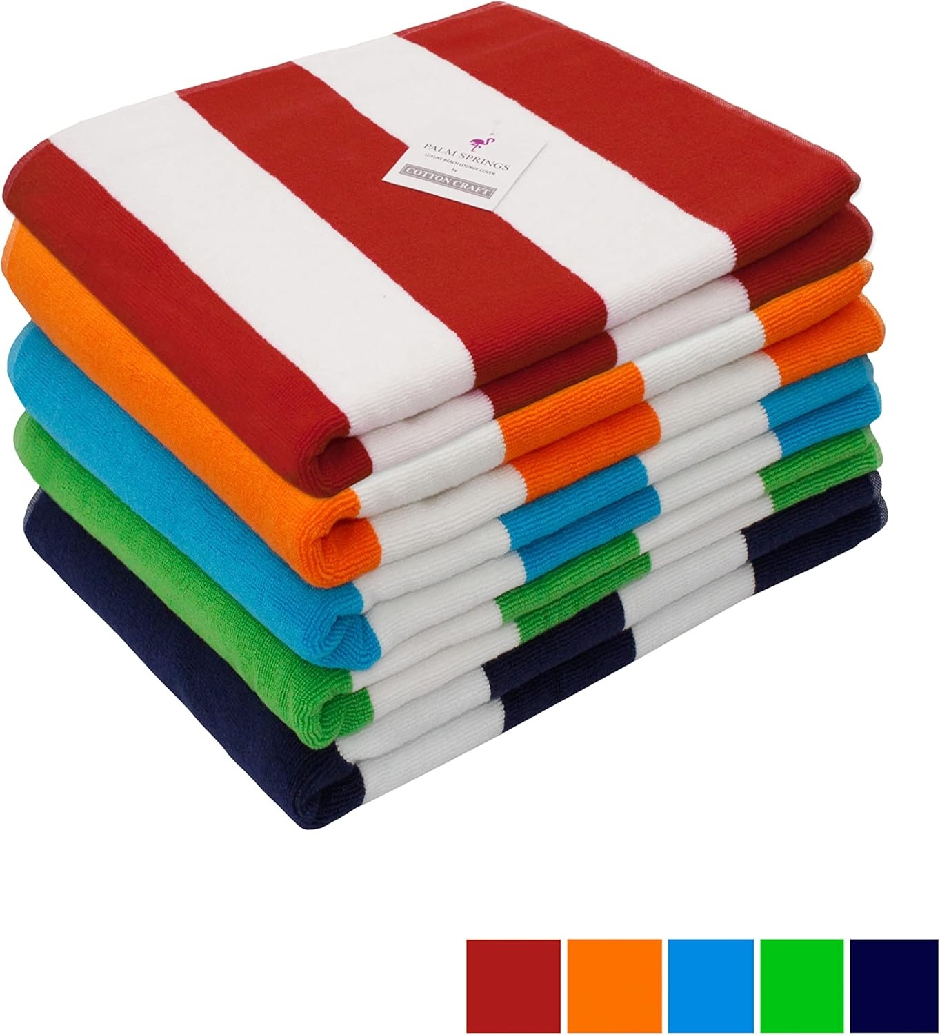 image:imageCOTTON CRAFT Pool Lounge Chair Cover 2 Pack Soft Absorbent 100 Cotton Stripe Dobby Terry Towel Chaise Lounge Beach Chair Cover Oversized 32 W x 82 Length x 7 inch Pocket BlueOrange White