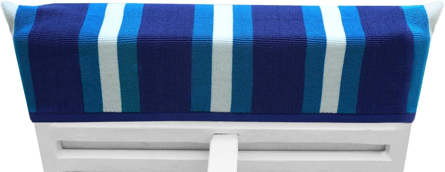 image:imageCOTTON CRAFT Pool Lounge Chair Cover 2 Pack Soft Absorbent 100 Cotton Stripe Dobby Terry Towel Chaise Lounge Beach Chair Cover Oversized 32 W x 82 Length x 7 inch Pocket BlueBlue White