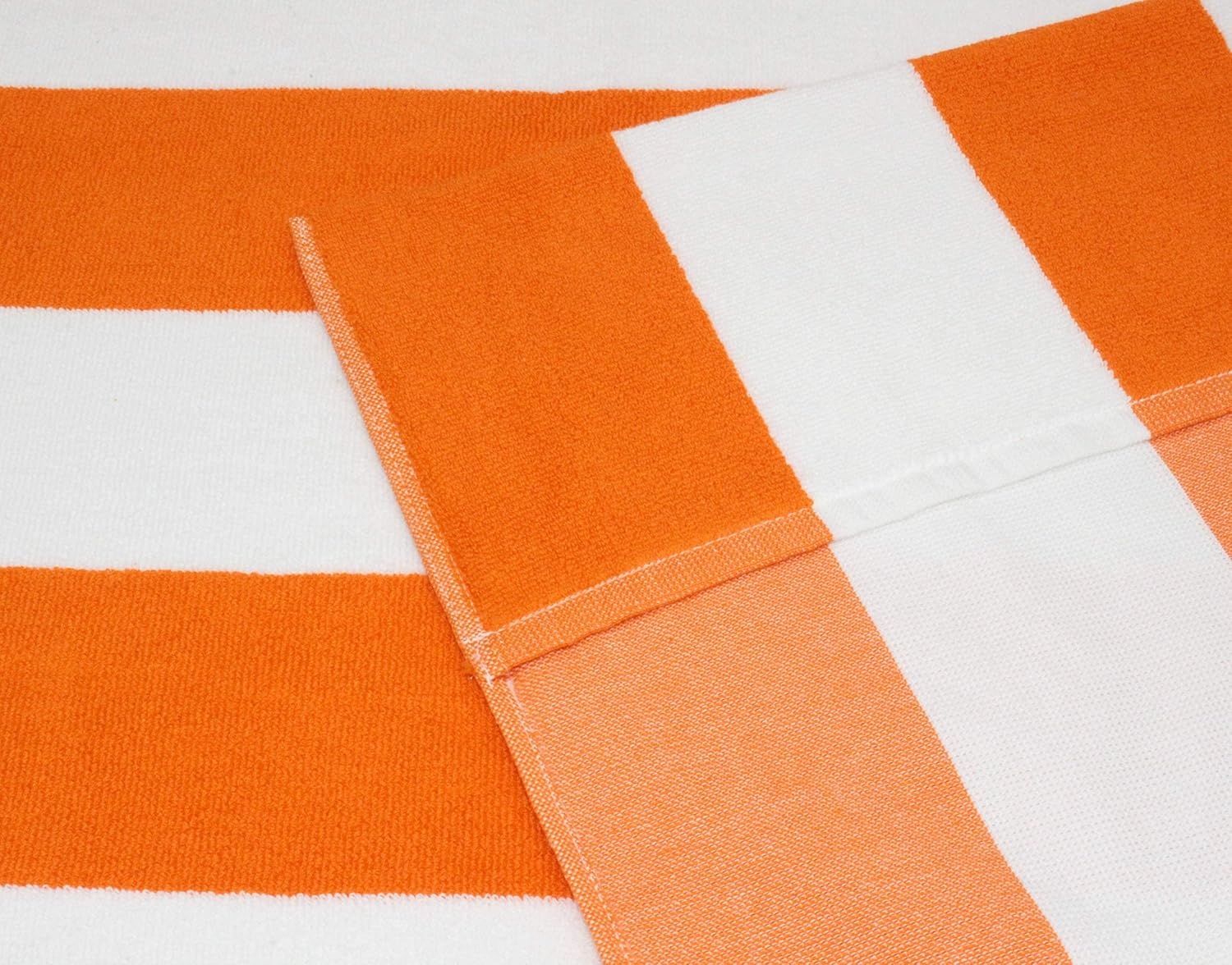image:imageCOTTON CRAFT Pool Lounge Chair Cover 2 Pack Soft Absorbent 100 Cotton Stripe Dobby Terry Towel Chaise Lounge Beach Chair Cover Oversized 32 W x 82 Length x 7 inch Pocket BlueOrange White