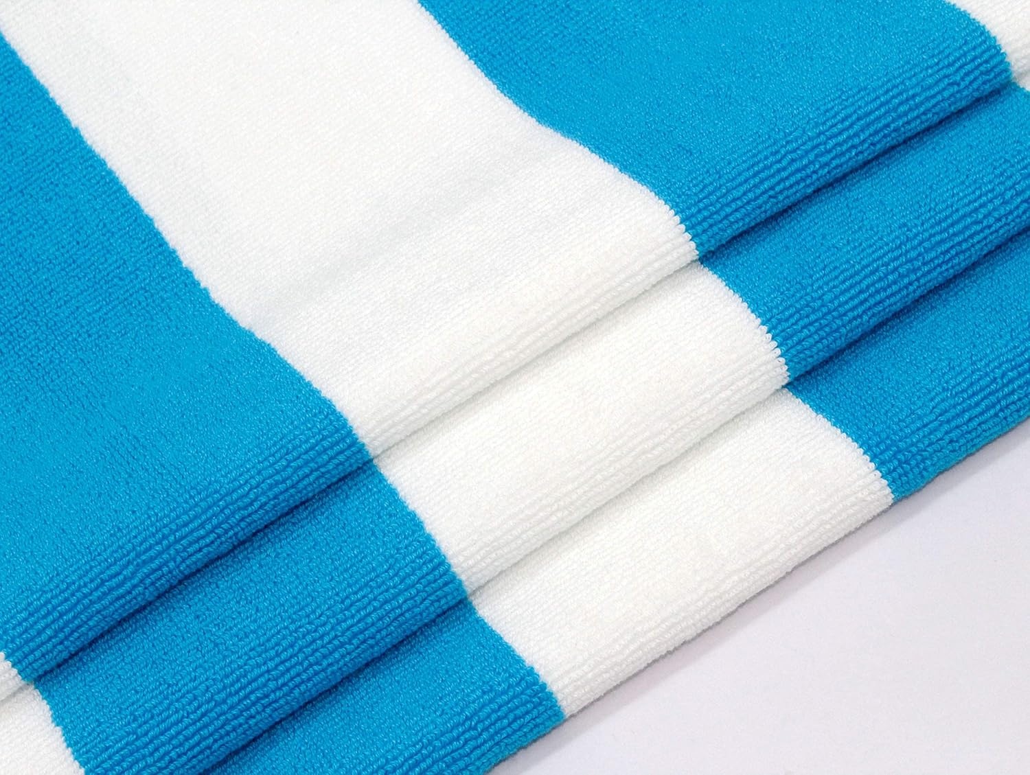 image:imageCOTTON CRAFT Pool Lounge Chair Cover 2 Pack Soft Absorbent 100 Cotton Stripe Dobby Terry Towel Chaise Lounge Beach Chair Cover Oversized 32 W x 82 Length x 7 inch Pocket BlueAqua Blue