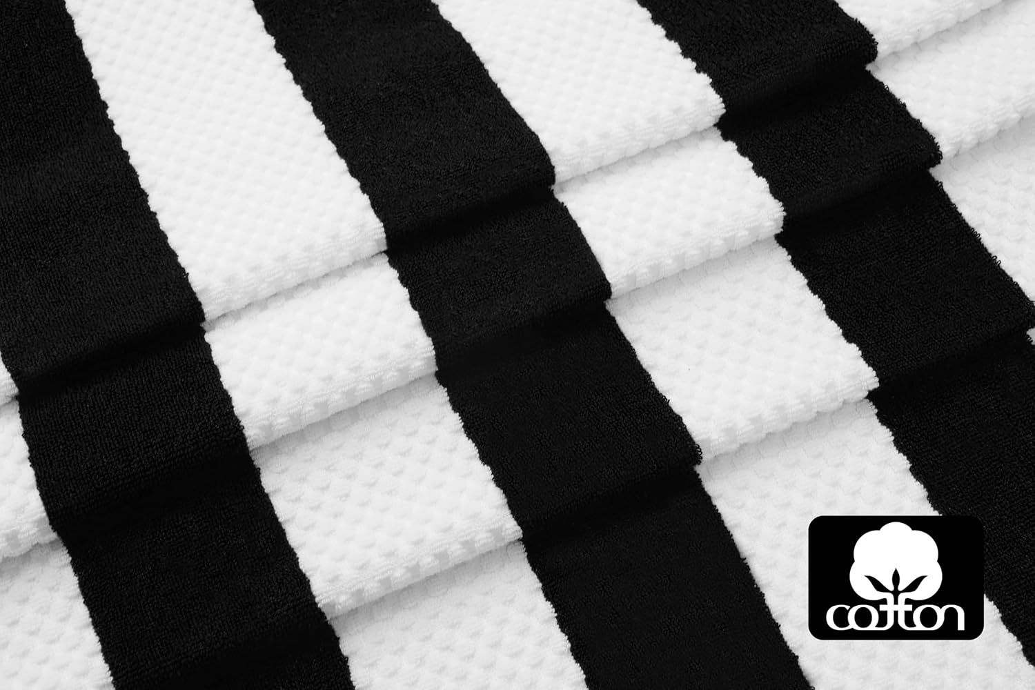 image:imageCOTTON CRAFT Pool Lounge Chair Cover 2 Pack Soft Absorbent 100 Cotton Stripe Dobby Terry Towel Chaise Lounge Beach Chair Cover Oversized 32 W x 82 Length x 7 inch Pocket BlueBlack