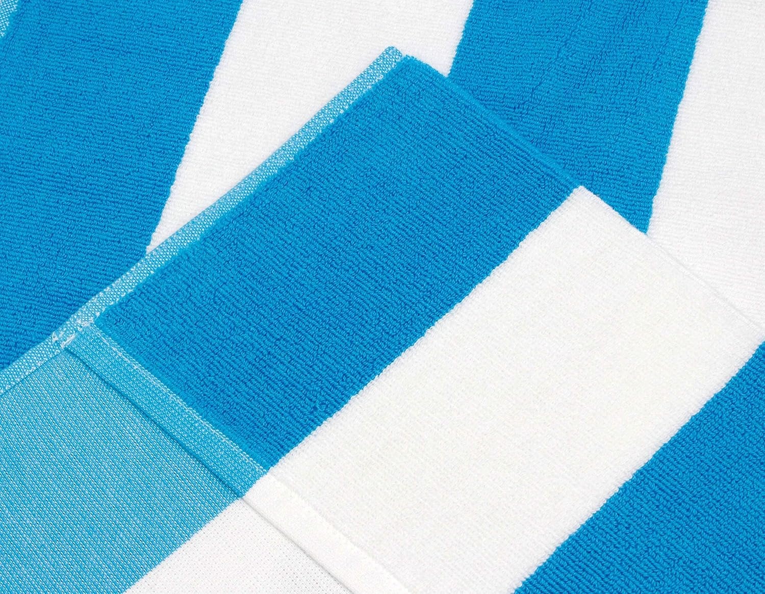 image:imageCOTTON CRAFT Pool Lounge Chair Cover 2 Pack Soft Absorbent 100 Cotton Stripe Dobby Terry Towel Chaise Lounge Beach Chair Cover Oversized 32 W x 82 Length x 7 inch Pocket BlueAqua Blue