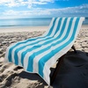 COTTON CRAFT Oversized Beach Towel – 2 Pack 35 x 70 inches XL Beach Towel – 100% Cotton Velour – Big & Huge – Thick Plush 450 GSM Super Soft Luxury Towel – Pool Picnic Bath – Cabana Stripe Navy(Aqua White)