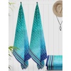 COTTON CRAFT Oversized Beach Towel – 2 Pack 35 x 70 inches XL Beach Towel – 100% Cotton Velour – Big & Huge – Thick Plush 450 GSM Super Soft Luxury Towel – Pool Picnic Bath – Cabana Stripe Navy(Blue Tiles)