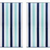 COTTON CRAFT Oversized Beach Towel – 2 Pack 35 x 70 inches XL Beach Towel – 100% Cotton Velour – Big & Huge – Thick Plush 450 GSM Super Soft Luxury Towel – Pool Picnic Bath – Cabana Stripe Navy(Ocean Blue)