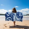 COTTON CRAFT Oversized Beach Towel – 2 Pack 35 x 70 inches XL Beach Towel – 100% Cotton Velour – Big & Huge – Thick Plush 450 GSM Super Soft Luxury Towel – Pool Picnic Bath – Cabana Stripe Navy(Surf Blue)