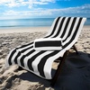 COTTON CRAFT Oversized Beach Towel – 2 Pack 35 x 70 inches XL Beach Towel – 100% Cotton Velour – Big & Huge – Thick Plush 450 GSM Super Soft Luxury Towel – Pool Picnic Bath – Cabana Stripe Navy(Black White)