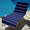 COTTON CRAFT Pool Lounge Chair Cover – 2 Pack – Soft Absorbent 100% Cotton Stripe Dobby Terry Towel Chaise Lounge Beach Chair Cover – Oversized 32 W x 82 Length x 7 inch Pocket – Blue(Blue)