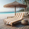 COTTON CRAFT Pool Lounge Chair Cover – 2 Pack – Soft Absorbent 100% Cotton Stripe Dobby Terry Towel Chaise Lounge Beach Chair Cover – Oversized 32 W x 82 Length x 7 inch Pocket – Blue(Linen White)