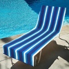 COTTON CRAFT Pool Lounge Chair Cover – 2 Pack – Soft Absorbent 100% Cotton Stripe Dobby Terry Towel Chaise Lounge Beach Chair Cover – Oversized 32 W x 82 Length x 7 inch Pocket – Blue(Blue White)